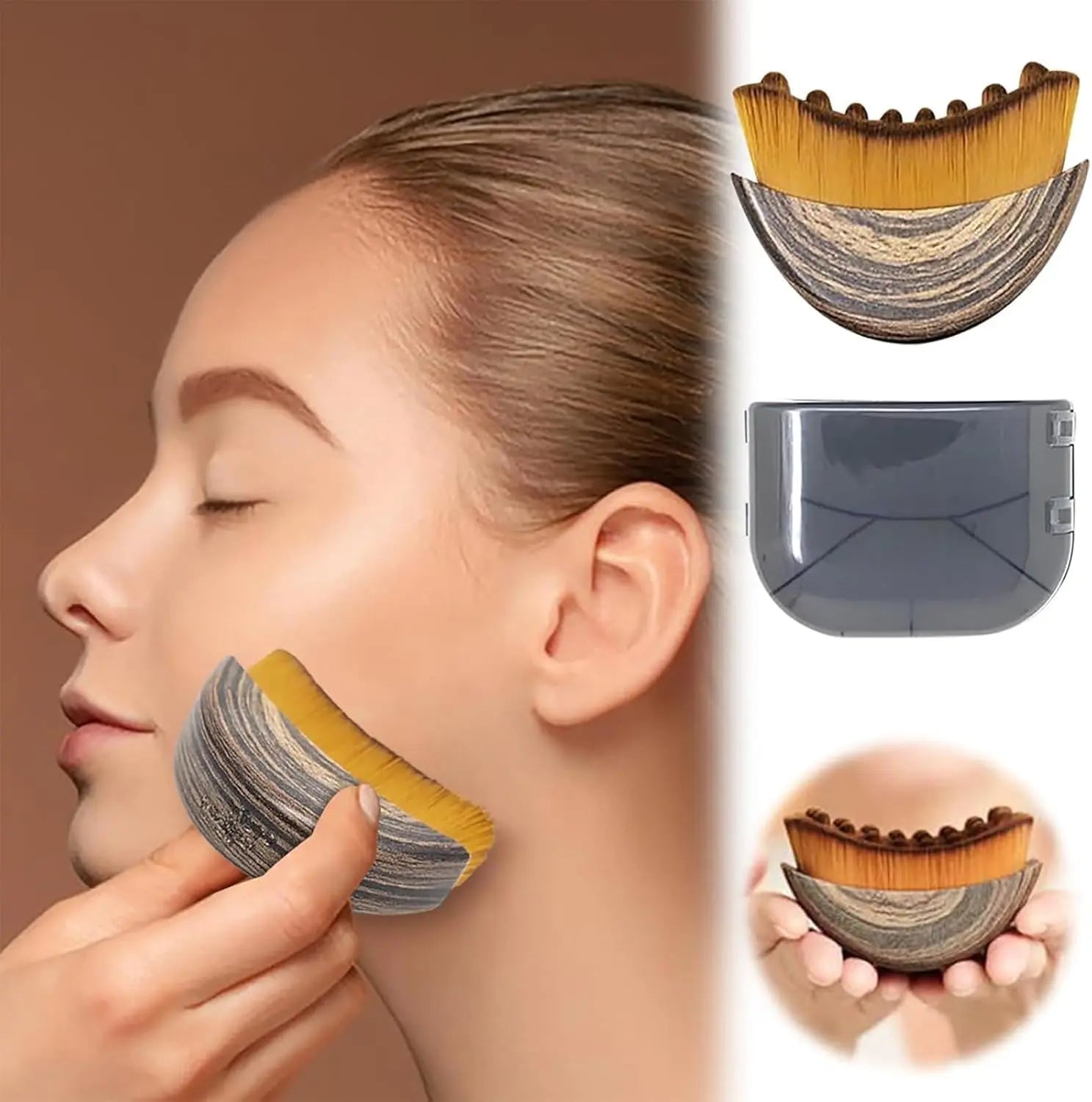 Face Lymphatic Contour Brush – Jawline & Chin Sculpting Massager for Lymphatic Drainage, Facial Slimming & Fatigue Relief | Dry Brushing Beauty Tool (1PC)