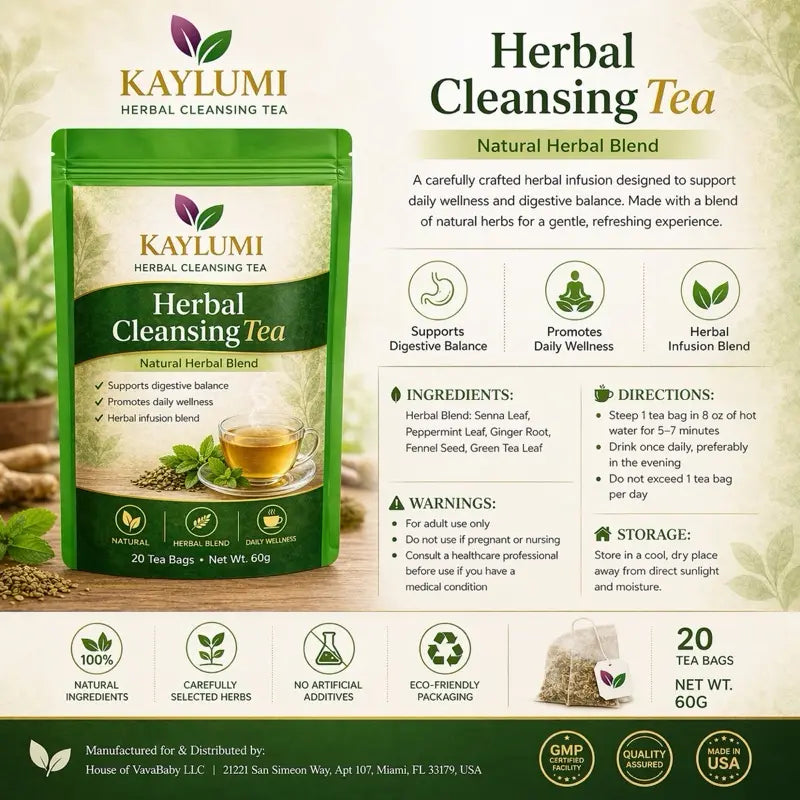 Kaylumi Herbal Cleansing Tea – Natural Detox & Gut Health Support Blend, 20 PCS