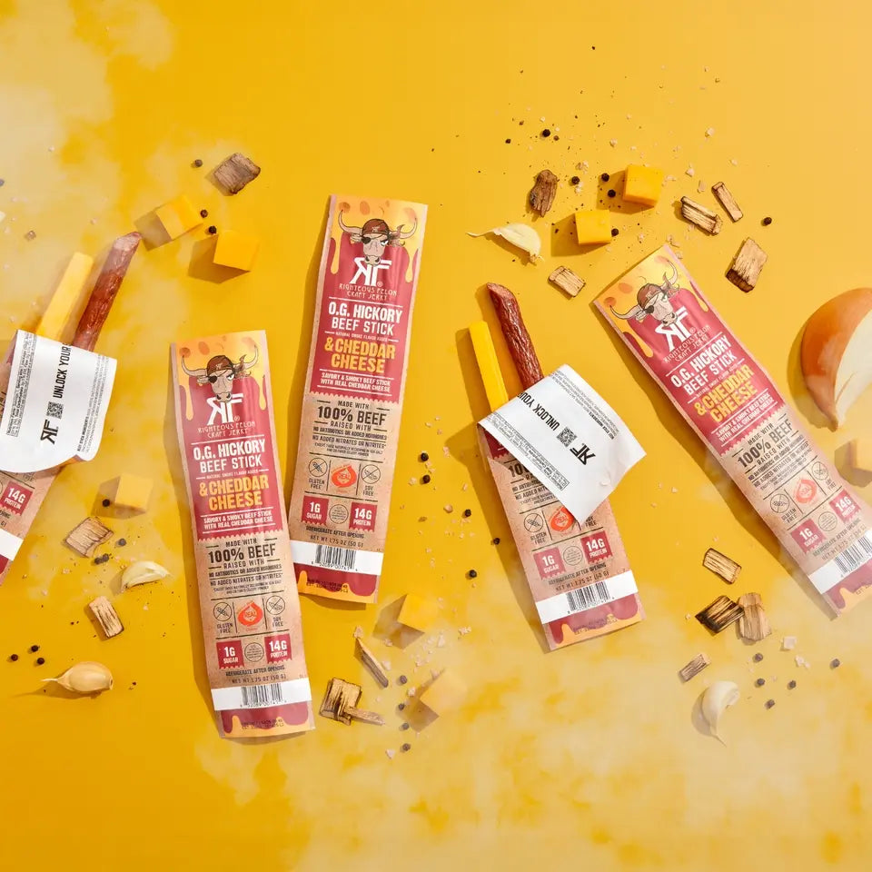 Side-By-Side Beef & Cheese Snack Sticks – High Protein Ready-to-Eat Snacks, 10Ct
