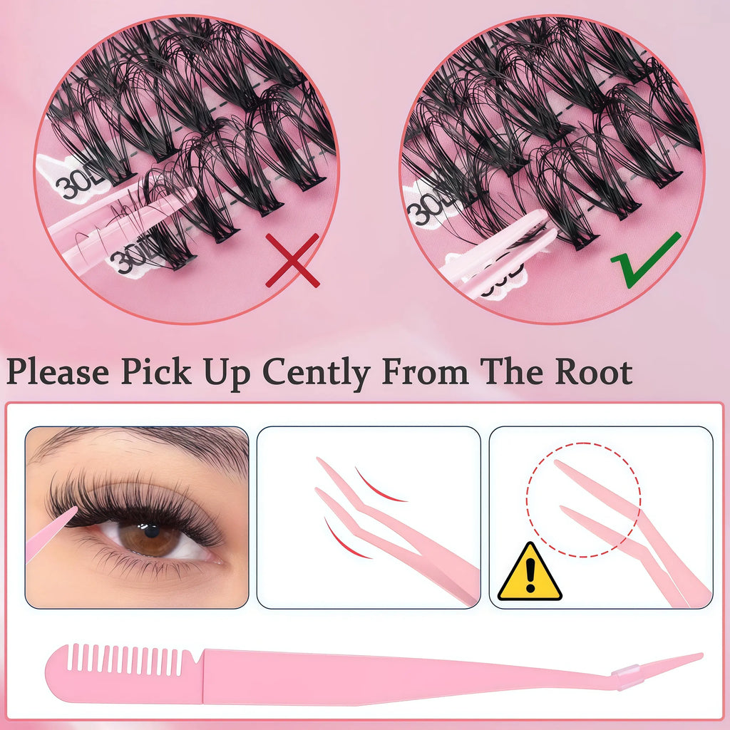 240PCS DIY Lash Extension Kit – 30D & 40D Wispy Lash Clusters with Bond & Seal, Waterproof Individual Eyelashes, Tweezers & Salon Style Lash Extension Set