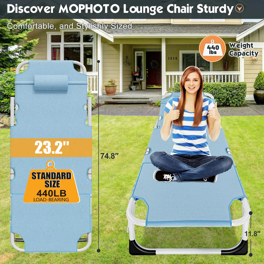 Naudacaa Folding Lounge Chair with Face Hole – 5 Position Sun Lounger for Face Down Tanning, Portable Reclining Chaise Chair for Garden, Pool, Beach & Patio, Heavy Duty up to 440lbs