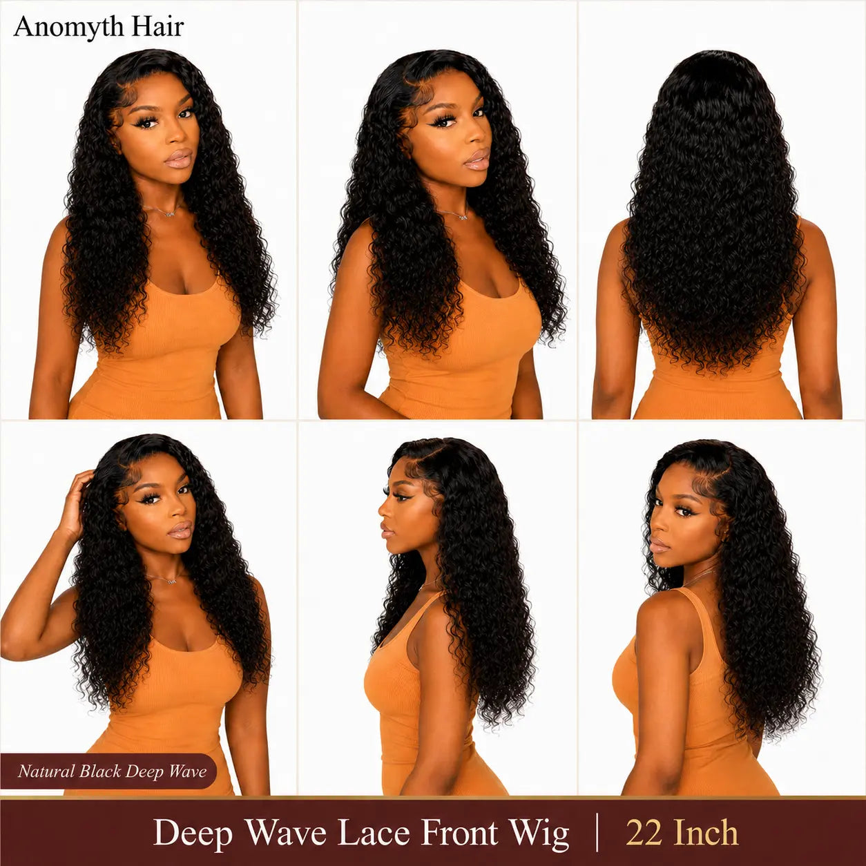 Human Hair Lace Front Wig – 13x4 HD Transparent Lace Deep Wave, Body Wave & Straight Wig for Black Women | 180% Density Brazilian Human Hair Wig (22 Inch)